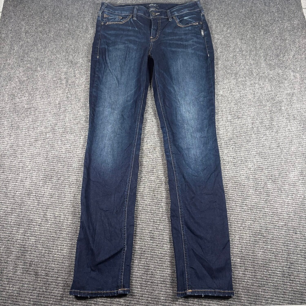 Silver Jeans Co. Avery Straight Women 32x34 Dark Wash Excellent Stretch Denim